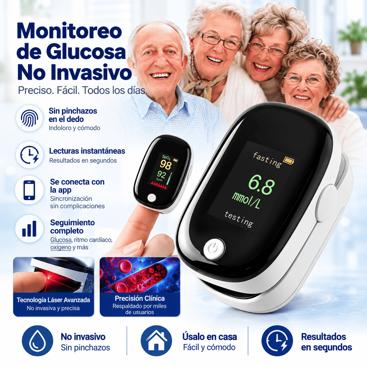 GlucoSense™ — Monitor No Invasivo de Glucosa y Salud