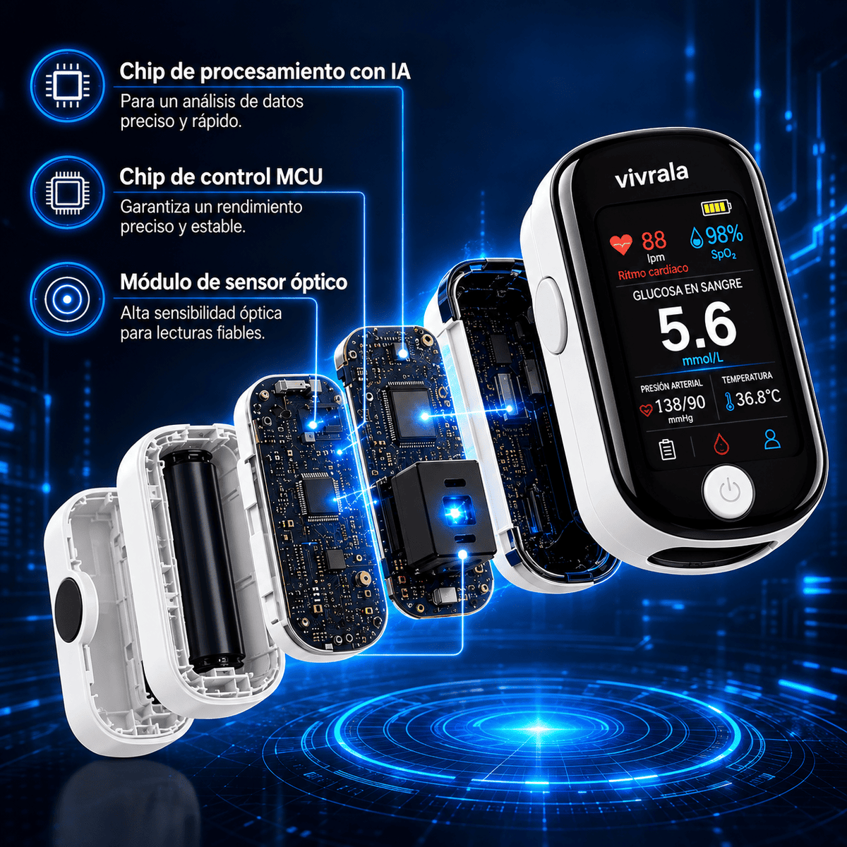 GlucoSense™ — Monitor No Invasivo de Glucosa y Salud