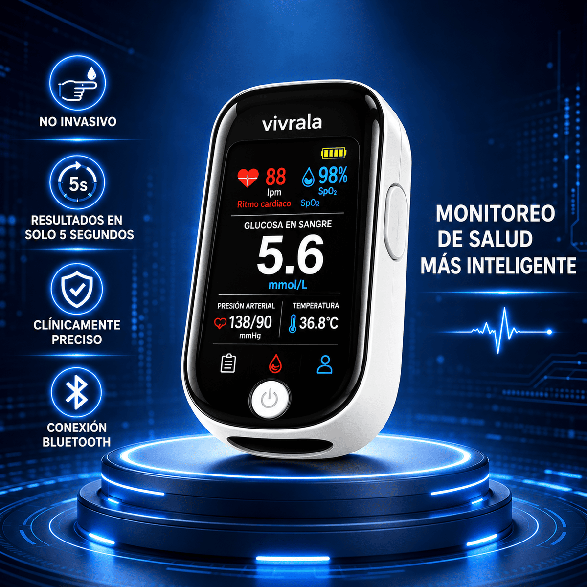 GlucoSense™ — Monitor No Invasivo de Glucosa y Salud