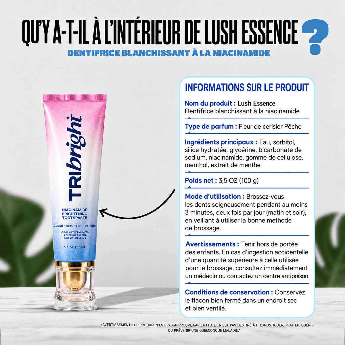 Dentifrice blanchissant à la niacinamide - TriBright