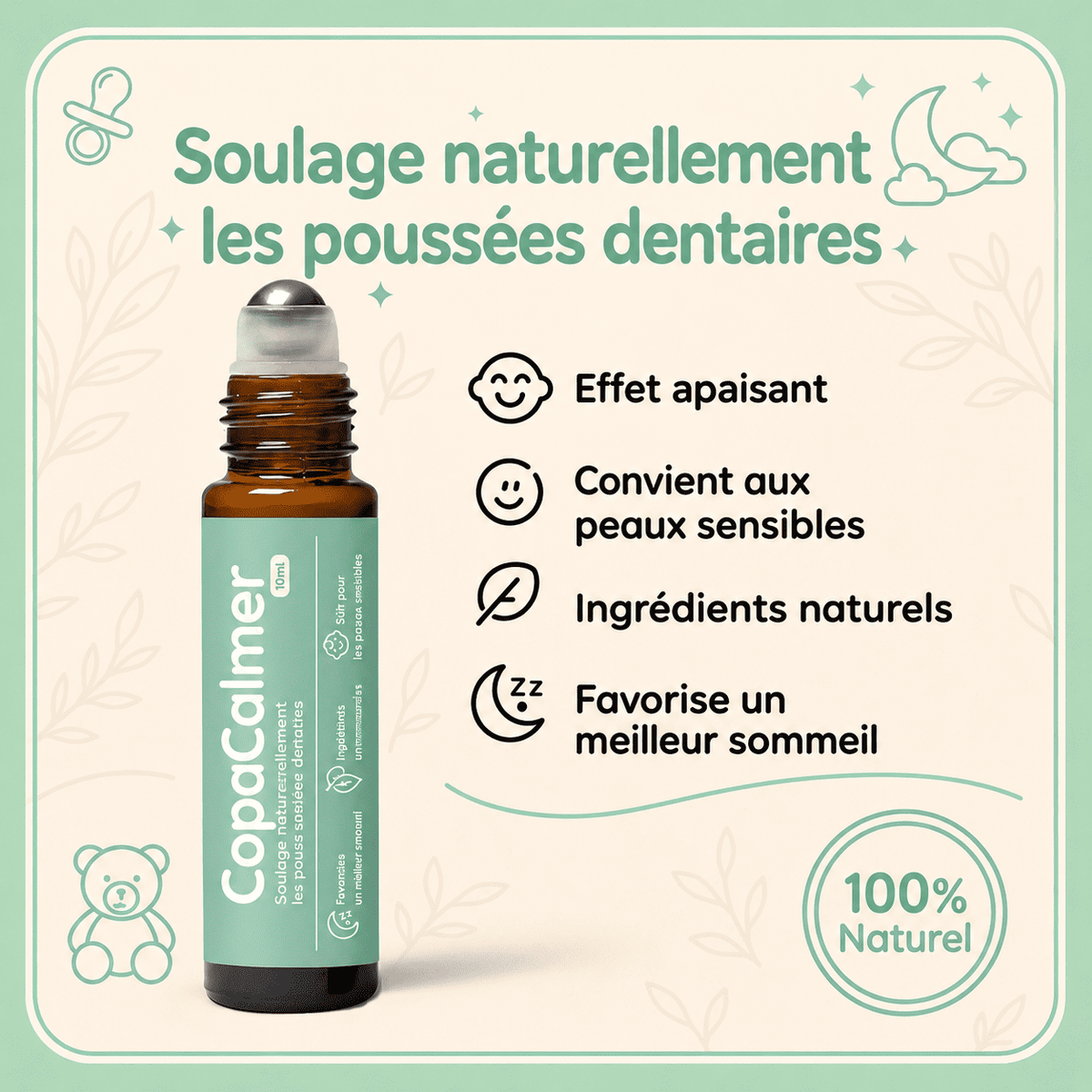 CopaCalmer - Roll-on apaisant pour la poussée dentaire